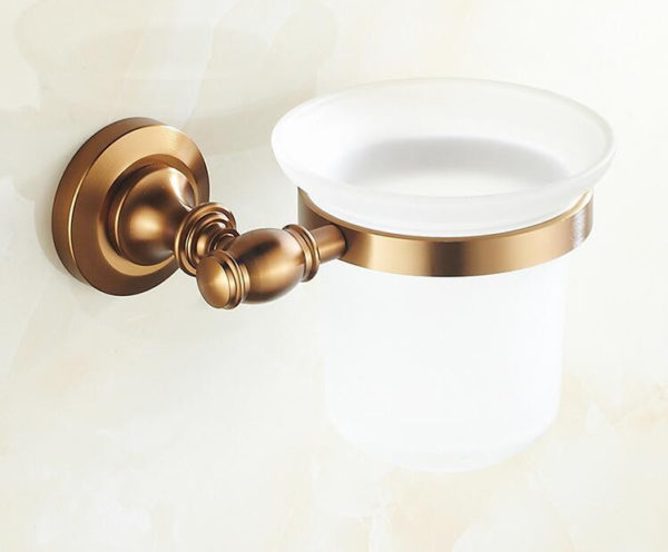 Hliníkový držiak na WC kefu v zlatej úprave