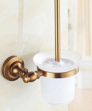 Hliníkový držiak na WC kefu v zlatej úprave