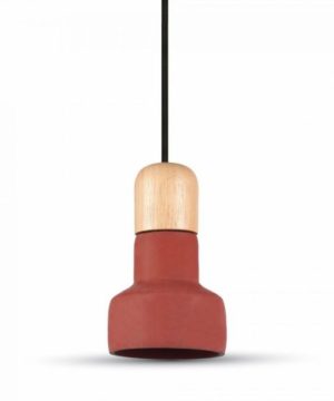 Betónové závesné svietidlo Wood v červenej farbe