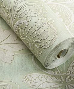 Prepracovaná zelená tapeta s kvetinovým vzorom