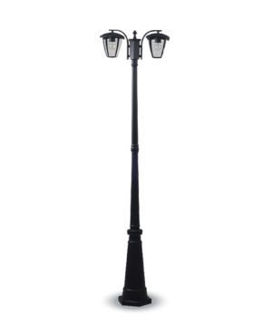 Stojanová záhradná historická lampa BIG DOUBLE POLE v čiernej farbe. Toto historické stojanové svietidlo zaručí dostatočné osvetlenie. (1)