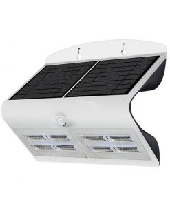 LED solárne nástenné svietidlo v bielej farbe, Denná biela, 6.8W, IP65, 800lm