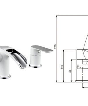 Dizajnová vaňová zostava - batéria, kohútik a sprchová hlavica