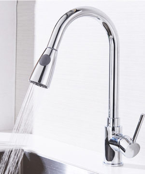 Moderná drezová batéria so spŕškou -chróm, nikel, čierna