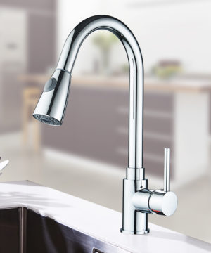 Moderná drezová batéria so spŕškou -chróm, nikel, čierna