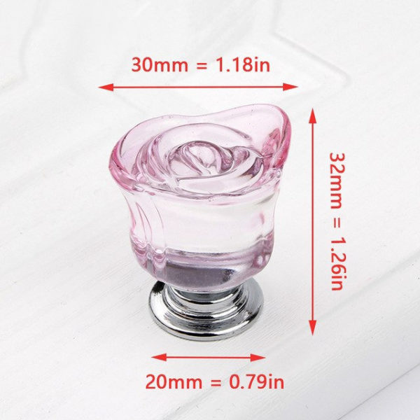 Sklenený úchyt na dvierka alebo zásuvku v tvare ruže vo farbách, 30mm - Image 7