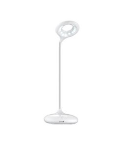 Elegantná stolová LED lampa s hladkými guľatými tvarmi v bielej farbe (1)