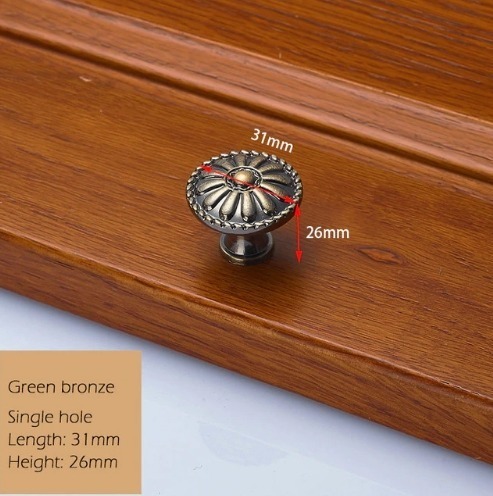 Dekoračná vintageretro kľučka na nábytok - zelený bronz, 3126mm