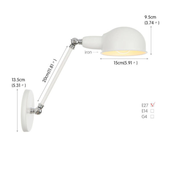 Retro nástenná lampa Side20 v bielej farbe - Image 2
