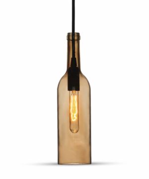 Závesné svietidlo do baru Bottle v hnedej farbe so skleneným tienidlom