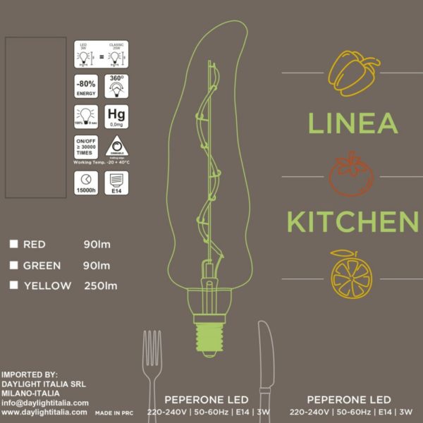 Žiarovka GREEN PEPERONE - E14, 3W, 90lm, Stmievateľná - Image 3