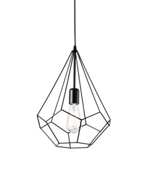 Závesné kovové svietidlo s klietkou AMPOLLA-3 SP1 v čiernej farbe | Ideal Lux