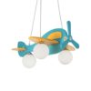 Detské závesné svietidlo z dreveného materiálu v modrej farbe | Ideal Lux