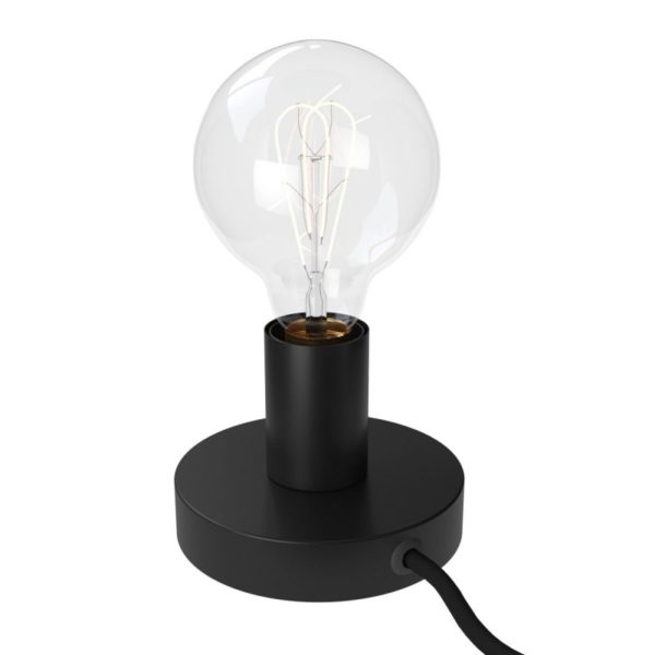 Čierna kovová stolná lampa s textilným káblom, vypínačom a dvojpólovou zástrčkou | Daylight Italia - Image 2