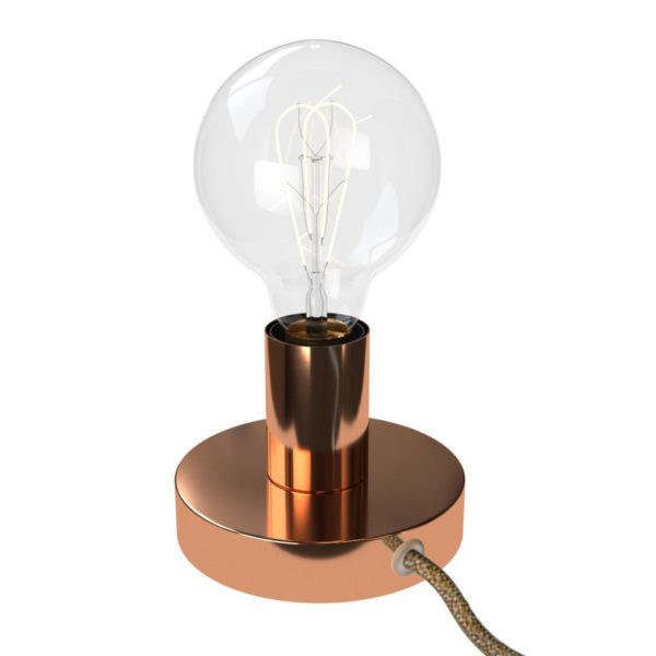 Medená kovová stolná lampa s textilným káblom, vypínačom a dvojpólovou zástrčkou | Daylight Italia - Image 2