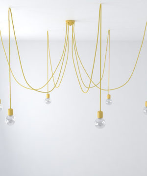 Závesné keramické svietidlo pavúk so 6 päticami v žltej farbe