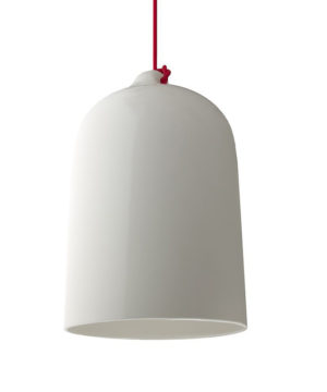 Urbanistické závesné svietidlo s keramickým tienidlom Bell XL v lesklej bielej farbe