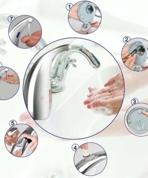Inteligentný automatický dávkovač gélu a mydla na ruky v bielej farbe