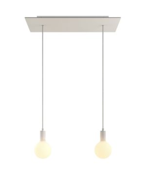 2-svetelné závesné svietidlo so 675 mm obdĺžnikovou rozetou v bielej farbe