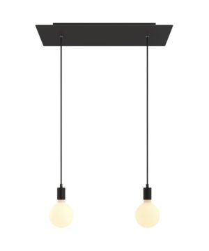 2-svetelné závesné svietidlo so 675 mm obdĺžnikovou rozetou v čiernej farbe