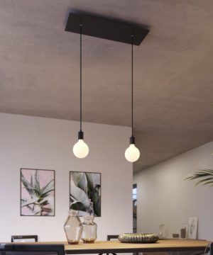 Alternative view of 2-svetelné závesné svietidlo so 675 mm obdĺžnikovou rozetou v čiernej farbe