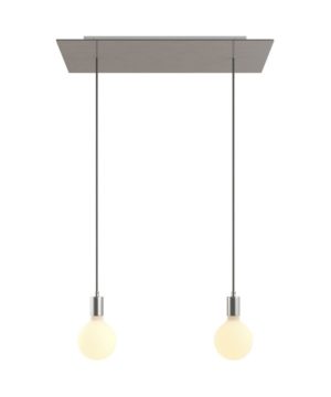 2-svetelné závesné svietidlo so 675 mm obdĺžnikovou rozetou v saténovej oceľovej farbe