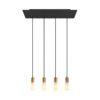 4-svetelné závesné svietidlo so 675 mm obdĺžnikovou rozetou BLACK / SATIN BRASS
