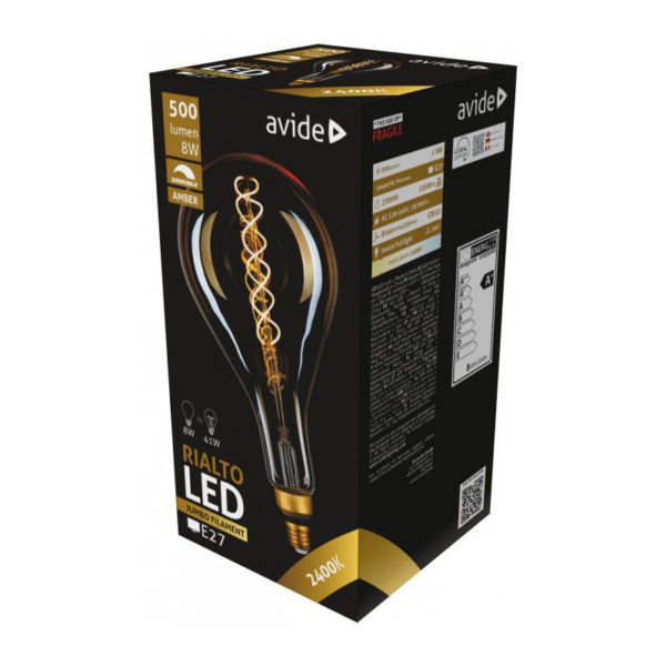 Filament LED žiarovka Rialto, E27, 8W, 500lm, Stmievateľná, Teplá biela | Avide - Image 2
