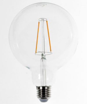 Priehľadná LED žiarovka - G125, 4W, E27, 400lm, Teplá biela