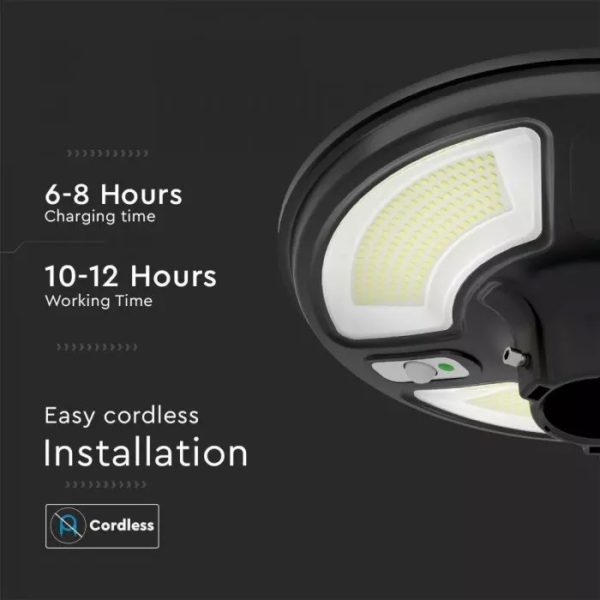 Solárne LED záhradné svietidlo na stĺp 10W, Studená biela, 1500lm, IP65, čierna - Image 2