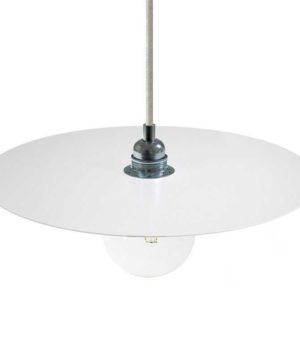 Závesná lampa Ellepi s textilným káblom a 40cm tienidlom, biela farba