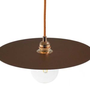 Závesná lampa Ellepi s textilným káblom a 40cm tienidlom, hrdzavá farba