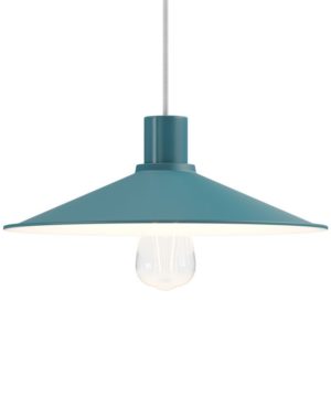 Závesné svietidlo Pastel s bielym textilným káblom a tmavo tyrkysovým tienidlom