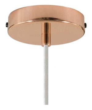 Alternative view of Závesné svietidlo Swing s bielym textilným káblom a medeným tienidlom