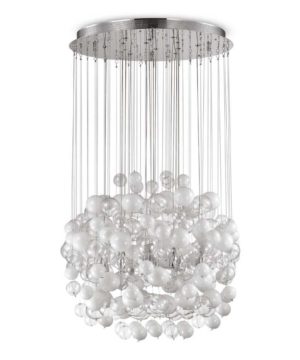 Luxusný závesný luster so sklenenými bublinkami BOLLICINE SP14, biela a číra farba | Ideal Lux