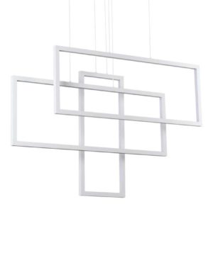 Dizajnový závesný LED luster FRAME SP RETTANGOLO, 3000k, biela farba | Ideal Lux