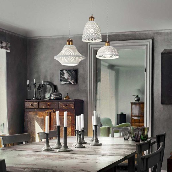 Retro závesný luster LUGANO SP3 v bielej farbe | Ideal Lux - Image 2