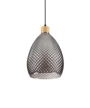 Sklenené svietidlo BERGEN-1 SP1 s dymovým tienidlom s reliefom | Ideal Lux