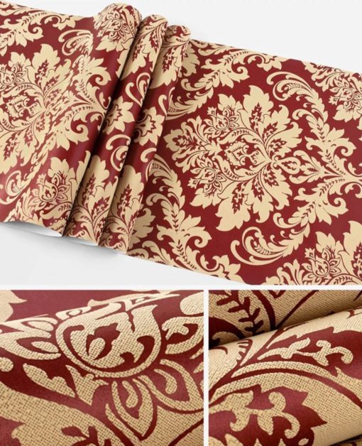 Luxusná reliéfna vliesová tapeta vo vintage štýle - červená