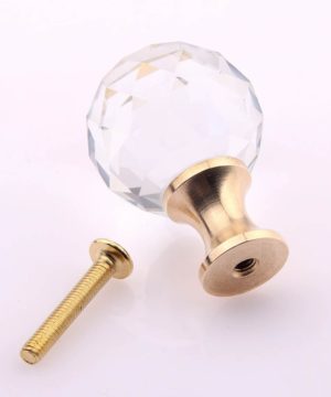 Úchytka na dvierka v tvare DIAMOND SPHERE, zlatá, 30mm