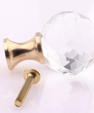 Úchytka na dvierka v tvare DIAMOND SPHERE, zlatá, 30mm