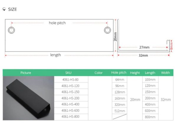 Skryté nábytkové madlo ELEGANT v striebornej brúsenej farbe, 100 mm