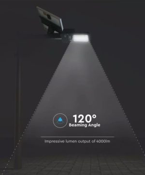 LED solárne pouličné svietidlo s IR diaľkovým ovládaním, Studená biela, 50W, 4000lm, IP65 – Obrázok 9
