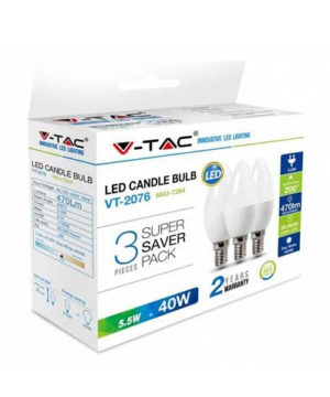Zvýhodnené balenie, 3x E14, 5.5W, Teplá biela, 470lm, 3ks balenie