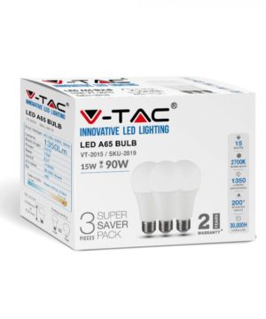 Zvýhodnené balenie, 3x E27, 15W, Studená biela, 1350lm, 3ks balenie