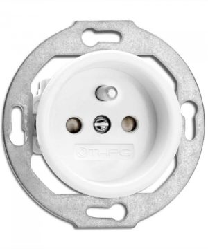 Porcelánová retro zásuvka 2P+T (16A), (bez rámčeka)