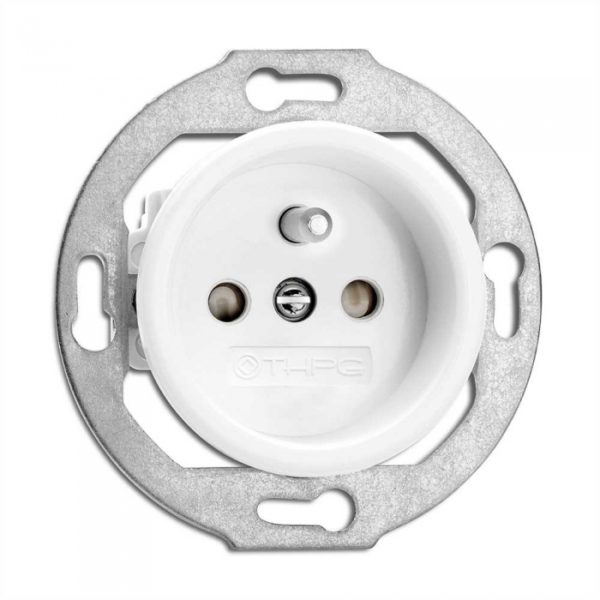 Porcelánová retro zásuvka 2P+T (16A), (bez rámčeka)