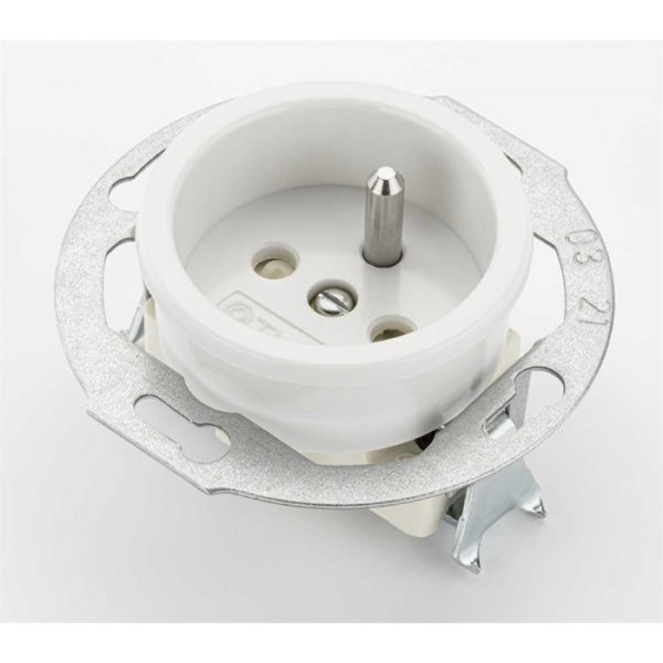 Porcelánová retro zásuvka 2P+T (16A), (bez rámčeka) - Image 2