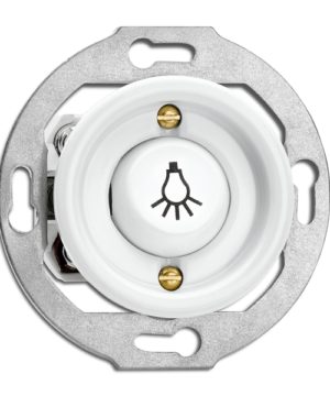 Porcelánové retro tlačidlo symbol svetla (1/0), (bez rámčeka) biely porcelán