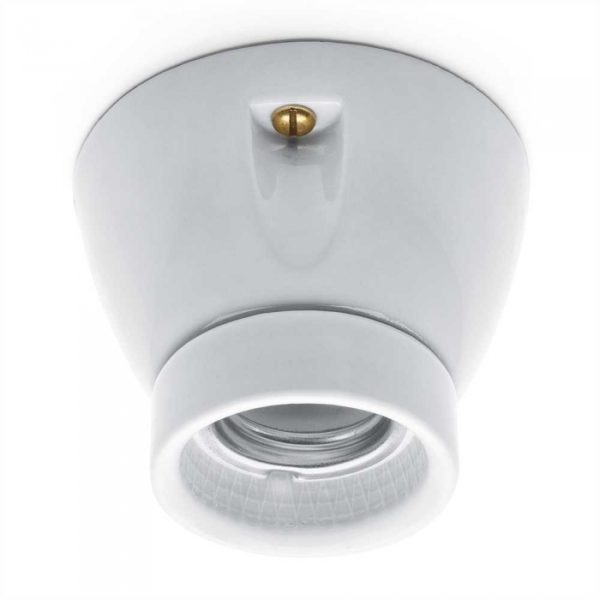 Stropná a nástenná porcelánová objímka MINIMAL, biela farba - Image 3
